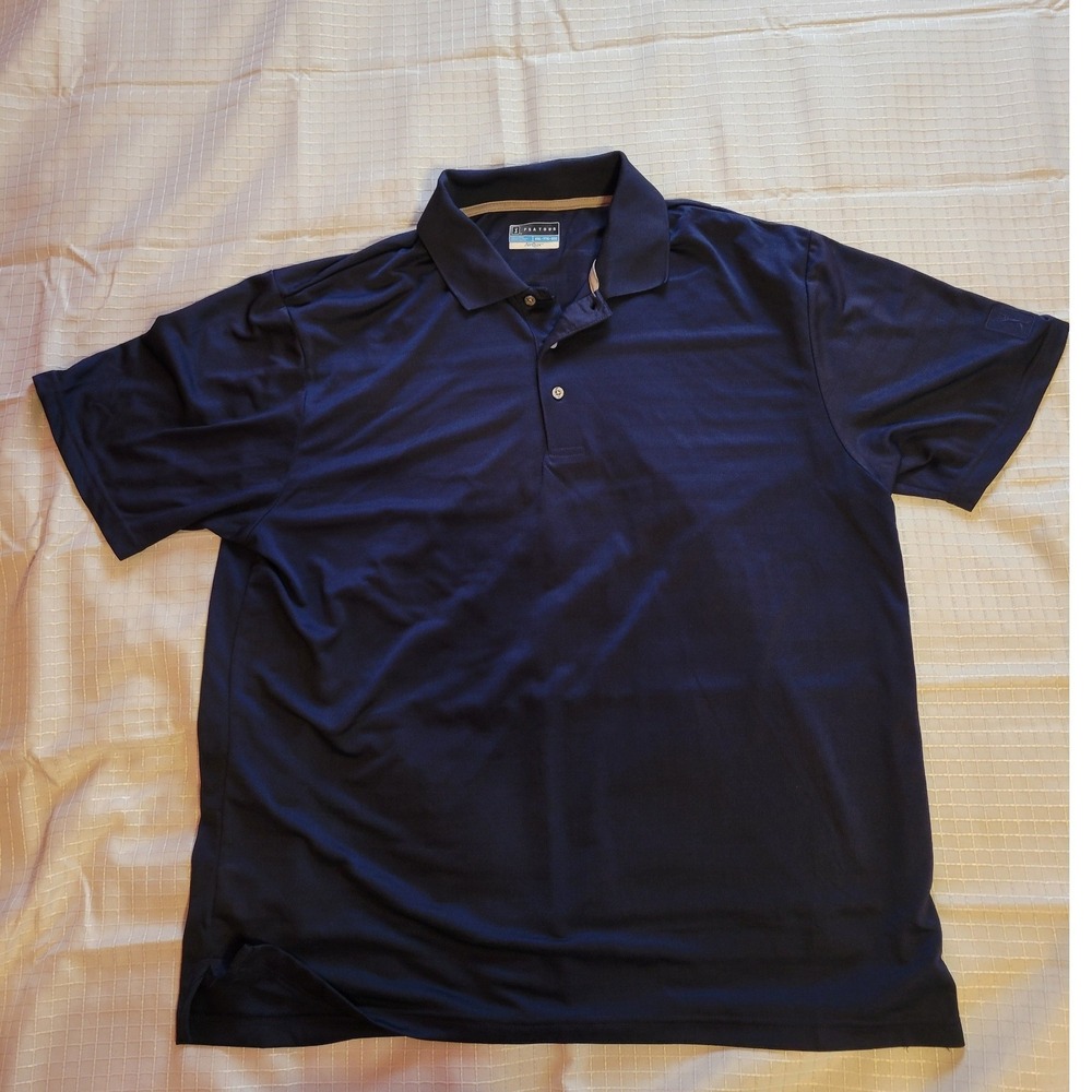 PGA Tour Airflux Mens XXL Navy Blue Mesh Golf Polo Shirt Short Sleeve Breathable
